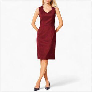 Talbots Oxblood Burgundy Fitted Sleeveless Wool Spandex Stretch Sheath NEW 12